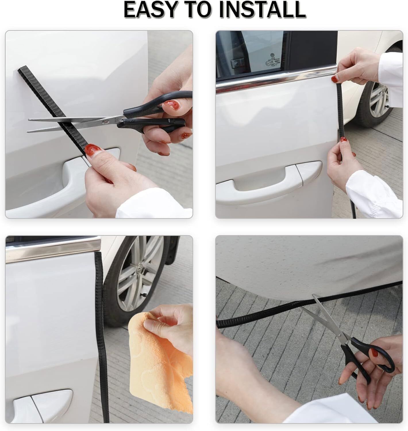 Black 65Ft U Shape Rubber Seal Car Door Edge Guard Molding Trim Protectors Strip