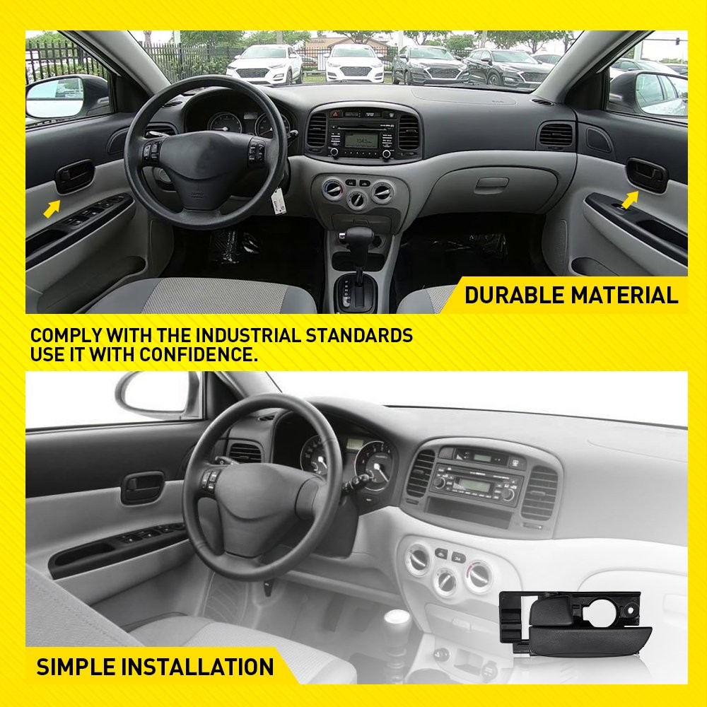 2Pcs Front Interior Door Handles Black For 06-2011 Hyundai Accent LH & RH 2-20x