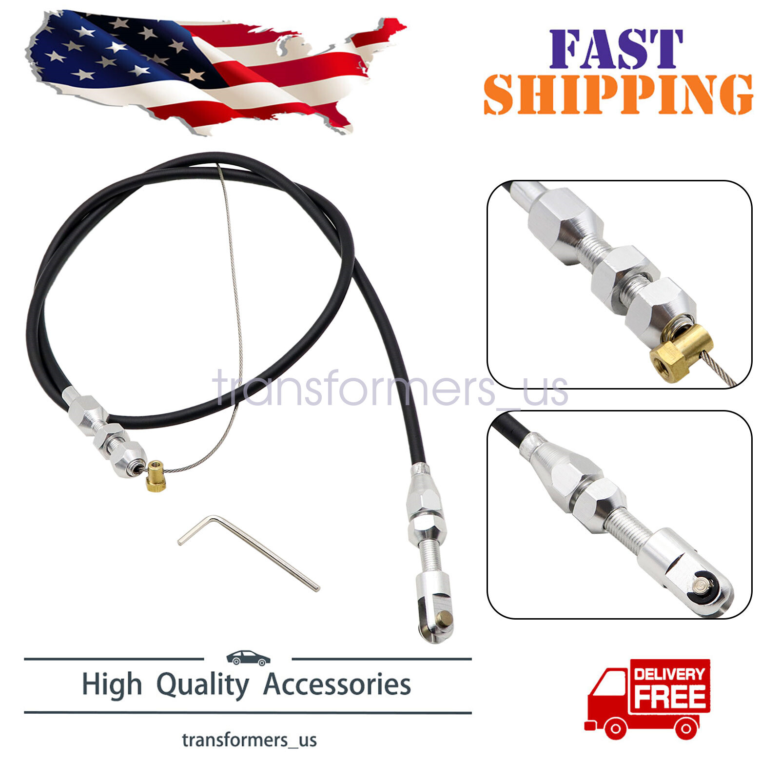 For LS1 Chevy 36″ Stainless Steel Black Throttle Cable 4.8 5.3 5.7 6.0 Engine LS