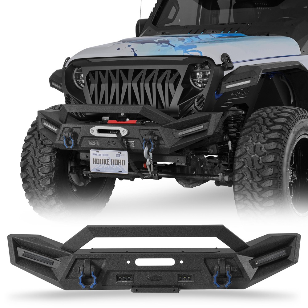 Hooke Road Steel Front Rear Bumper Grill Guard Fit 2018-2025 Jeep Wrangler JL