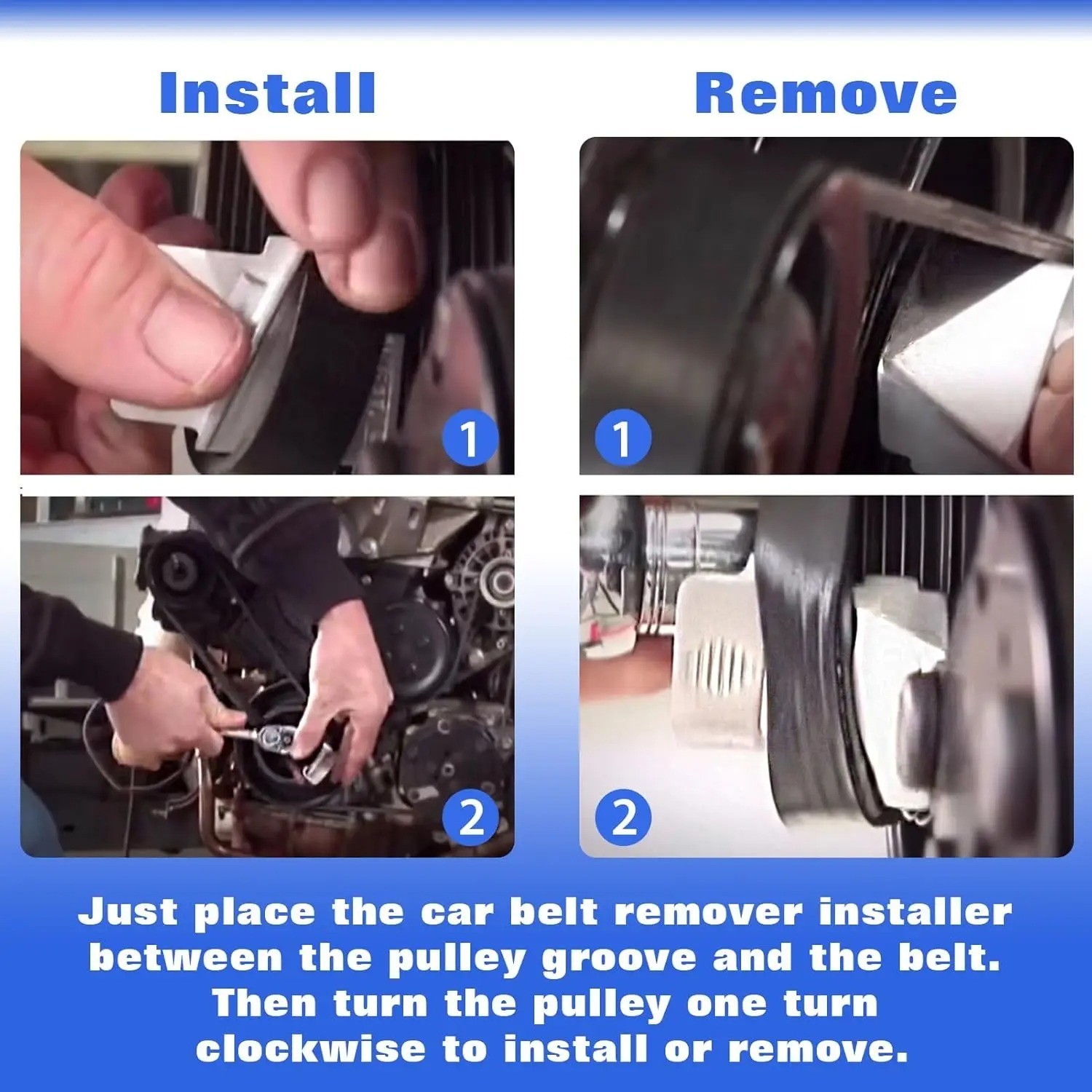 2Pcs Stretch Belt Removal Installer Tool Set Drive Belts Remover Tools For Car
