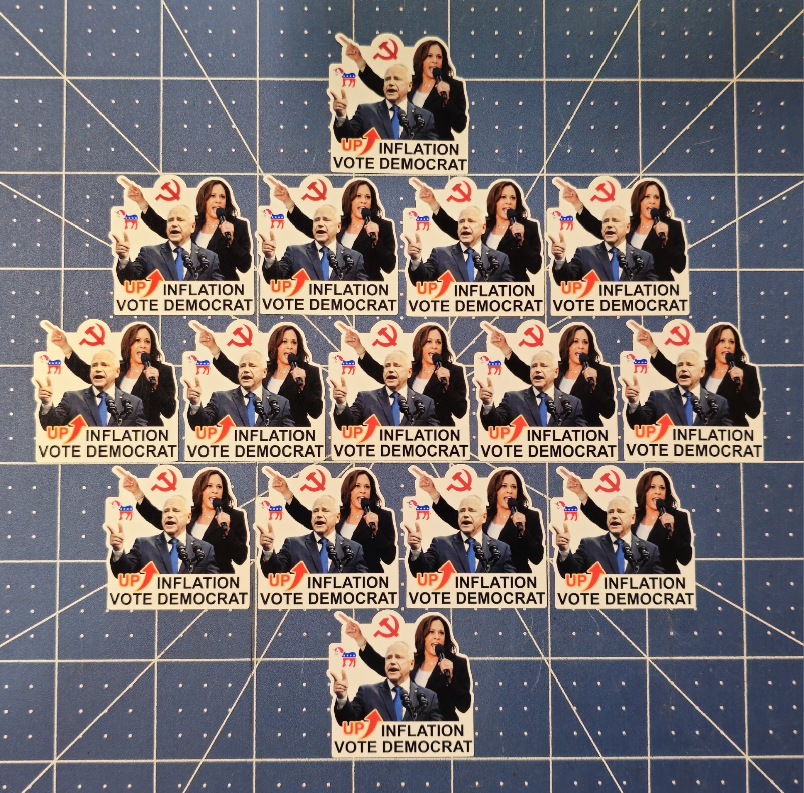 24PCS KAMALA HARRIS / TIM WALZ (UP INFLATION VOTE DEMOCRAT) GAS STATION STICKERS
