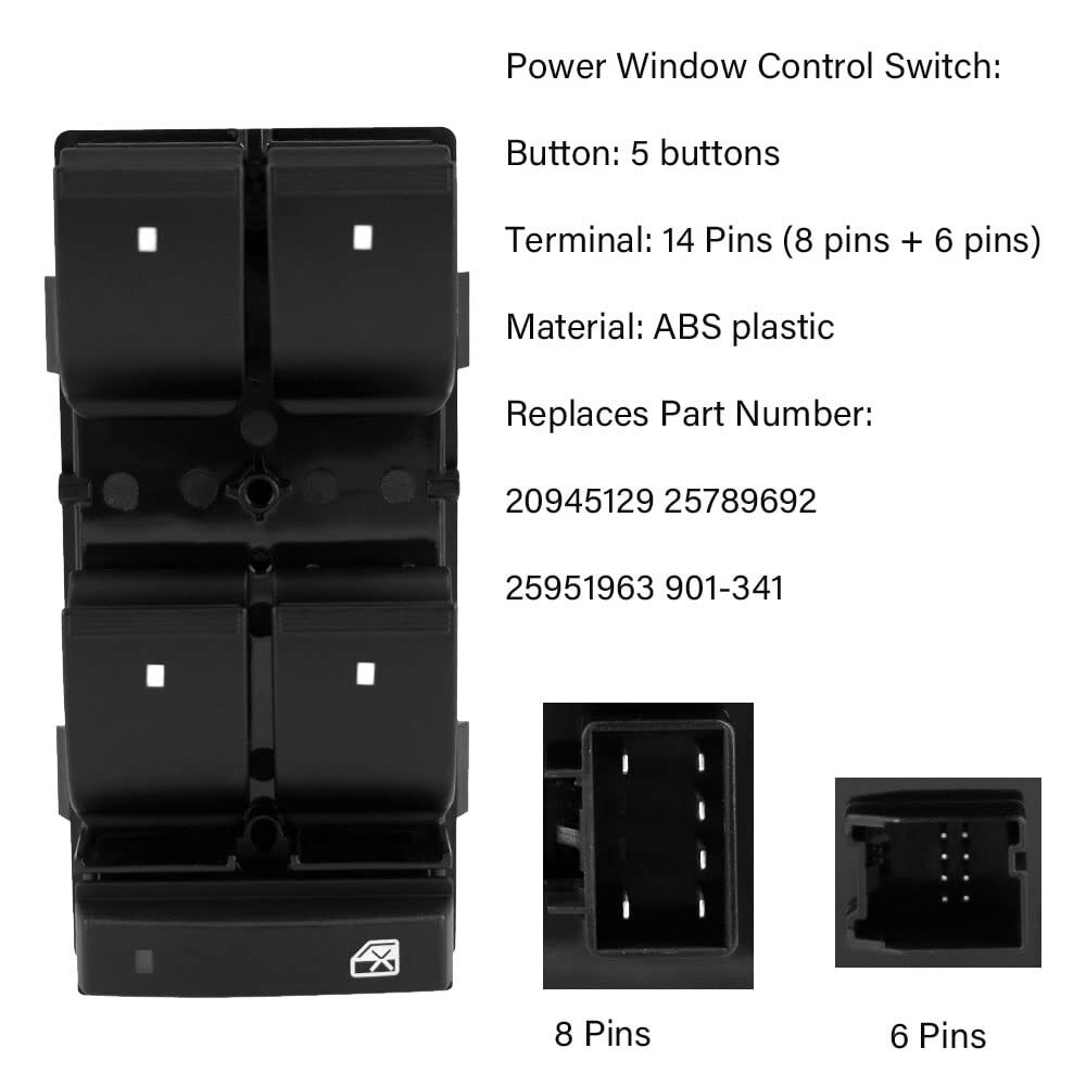 Window Switch Control for 2007-2013 Chevrolet Silverado 1500 2500HD 3500HD 3PCS