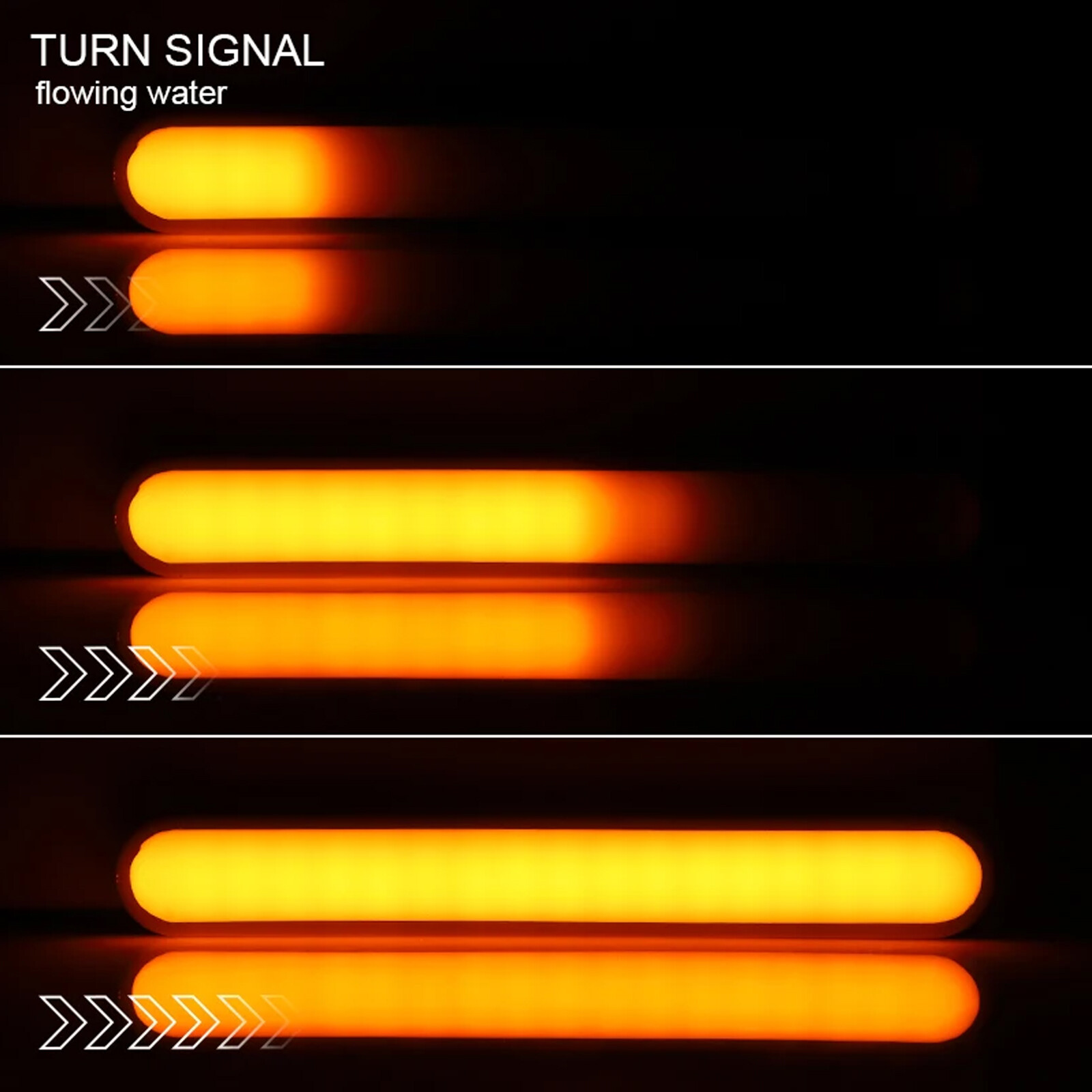 2x LED Switchback DRL Tube Light Strip Amber White Sequential Flow Turn Signal