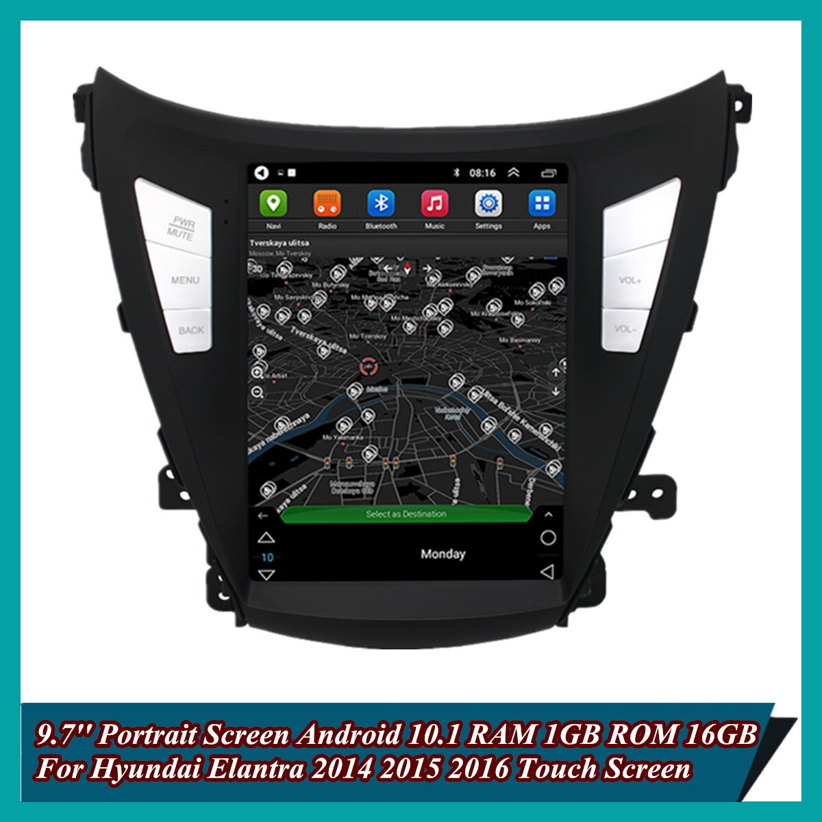 For 2014-16 Hyundai Elantra 9.7” Stereo Radio Player GPS BT WiFi FM DAB 1+16GB