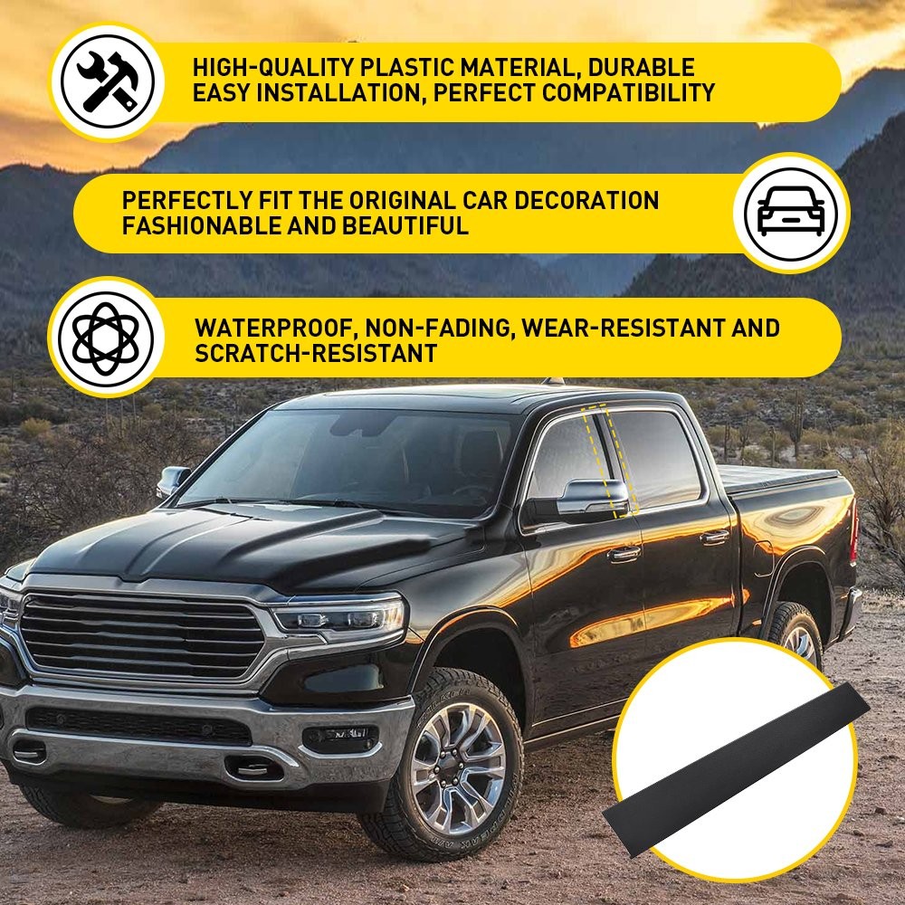 Driver Passenger Front Door B Pillar Applique Molding Trim For 2019-26 RAM 1500