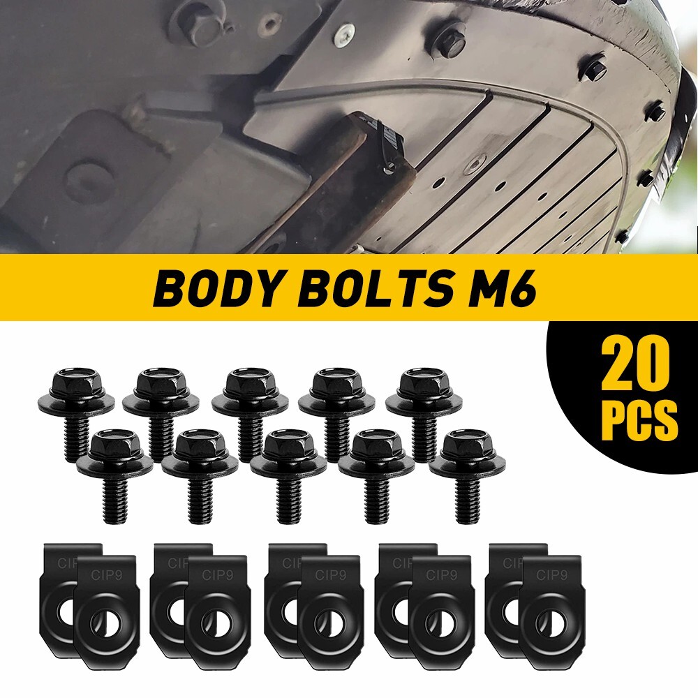 For GM Truck Body Bolts&U-nut Clips- M6-1.0 x 20mm- 10mm Hex- 20pcs (10ea)- #150