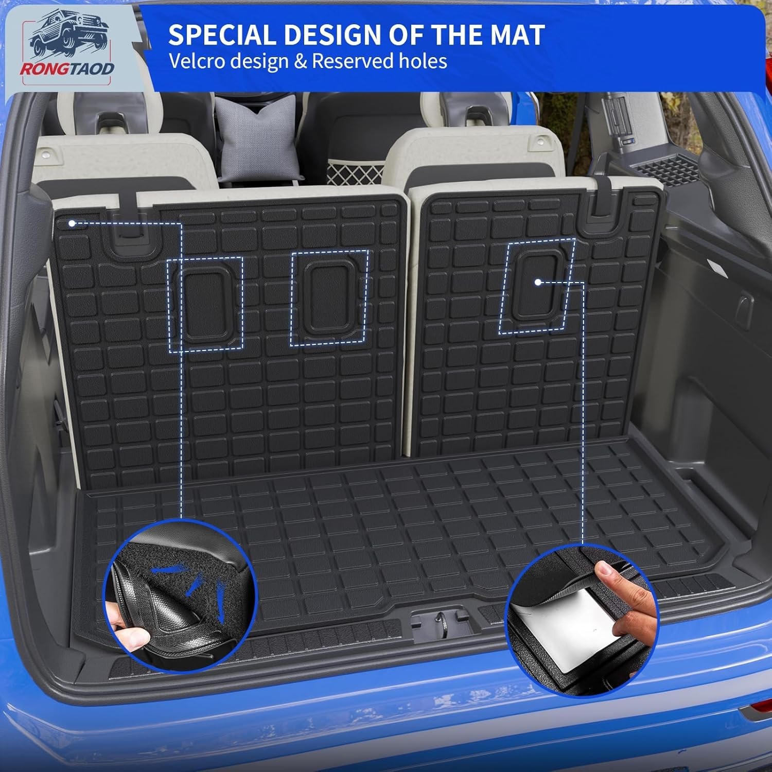 Rongtaod Floor Mats Compatible with 2016-2022 Honda Pilot 8 Seats Trunk Mat Carg