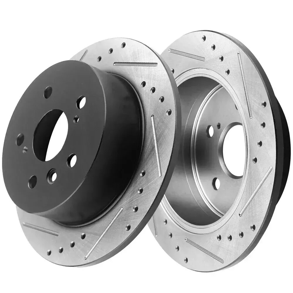 10.20 in Rear Drilled Slotted Rotors Brake Pads for Toyota Prius Prime 2018 2019
