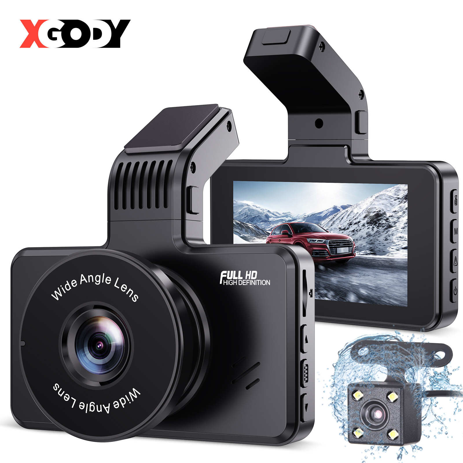 1080P Full HD Dash Cam Front And Rear 3 In Car Camera Car Crash Video Recorder