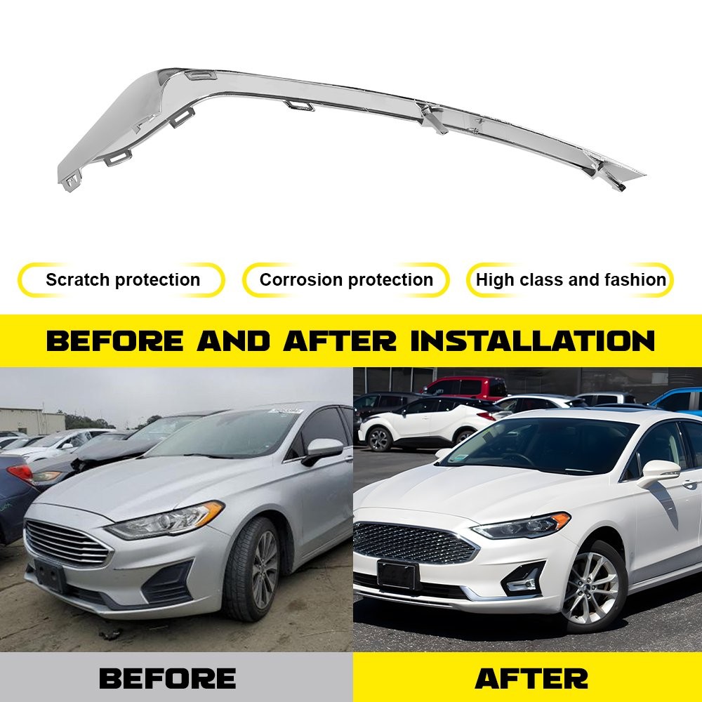Fog Light Cover Bezel Driver & Passenger For Ford Fusion 2019 2020 Chrome 1-5SET