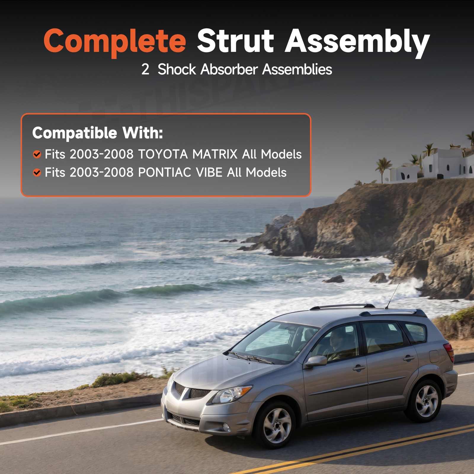 Pair Front Shock Struts Assembly for 2003 -2007 2008 Toyota Matrix Pontiac Vibe