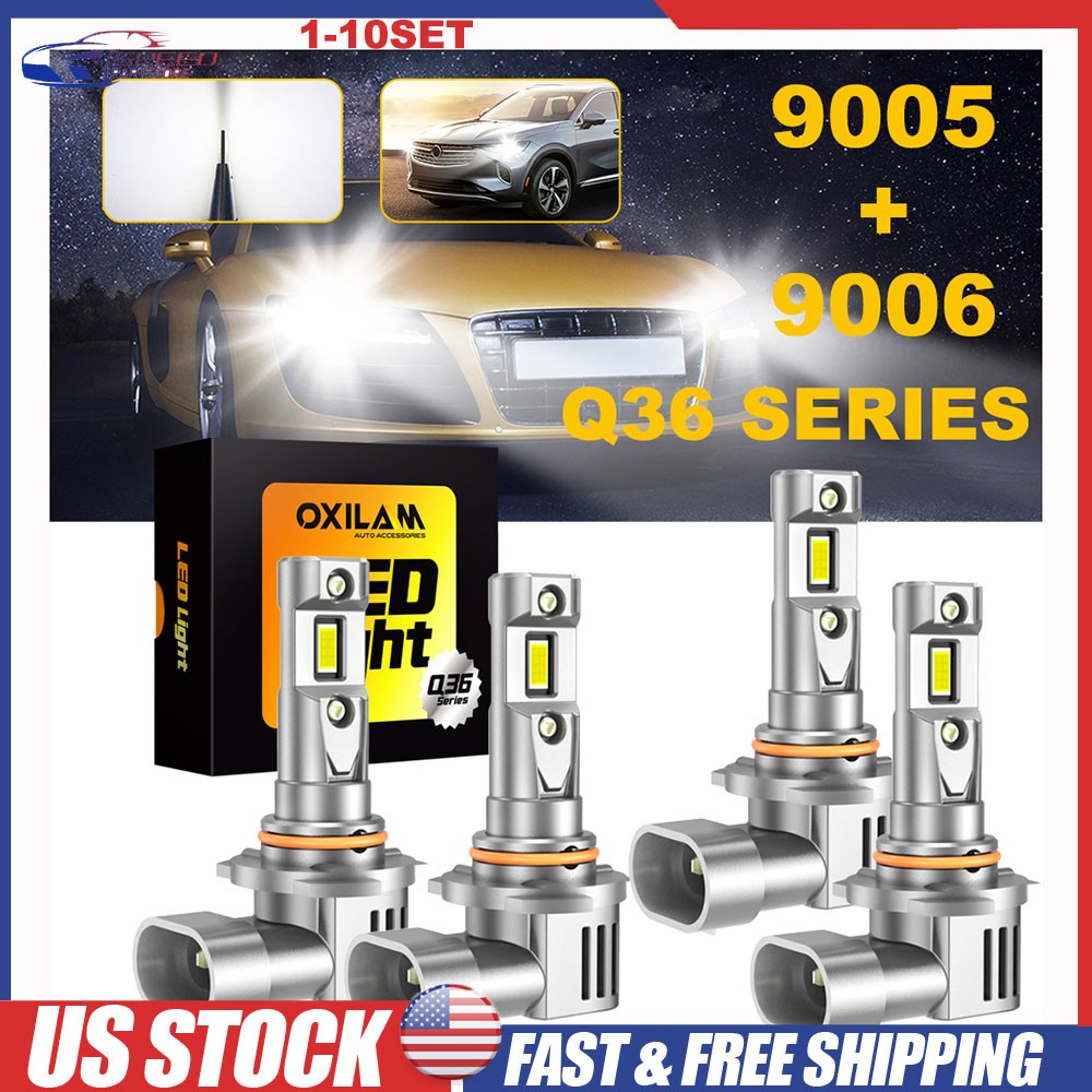 AUXITO Combo 9005 + 9006 LED Headlight Bulbs High Low Beam White 40000LM 4-40X