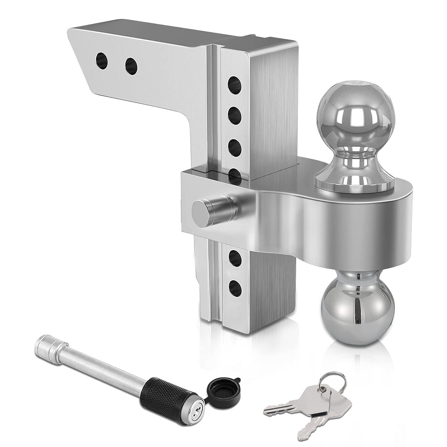 2″ Receiver 6″ Drop Adjustable Towing Hitch Dual Ball Mount Trailer 12500 lb