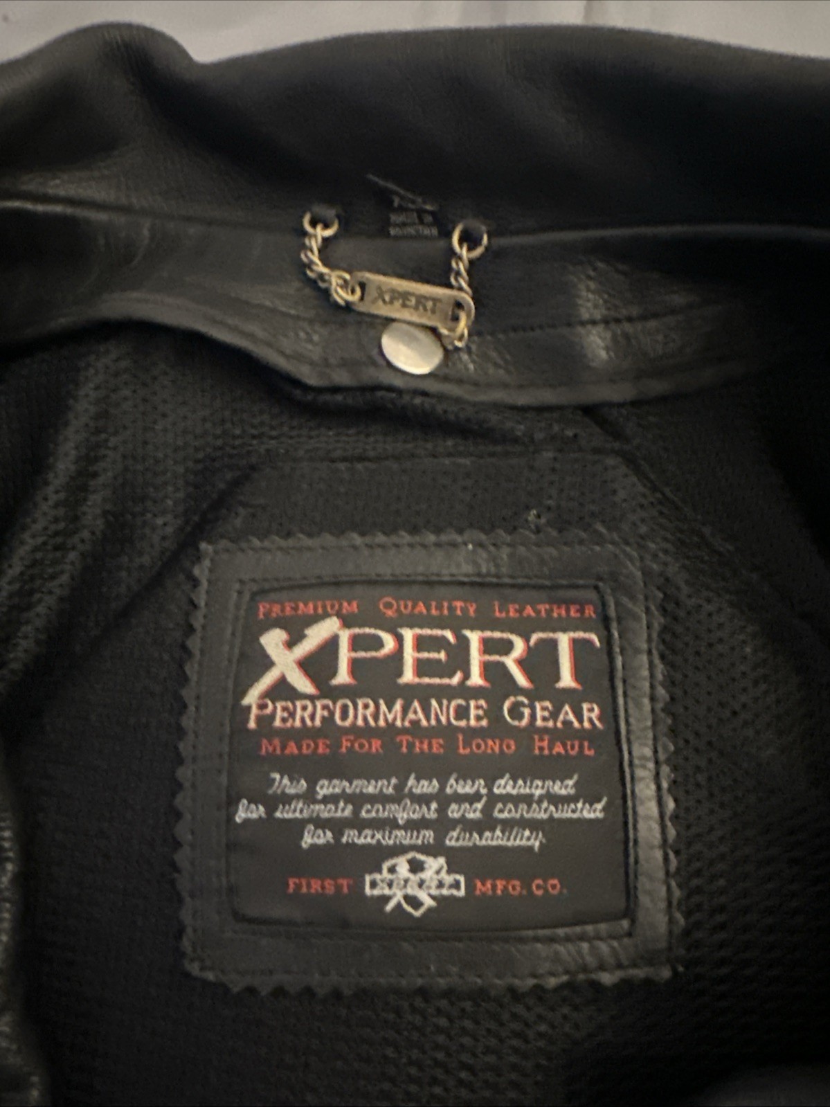 Xpert Performance Leather Motorcycle Jacket Black, Snap-Out Lining, Size XL
