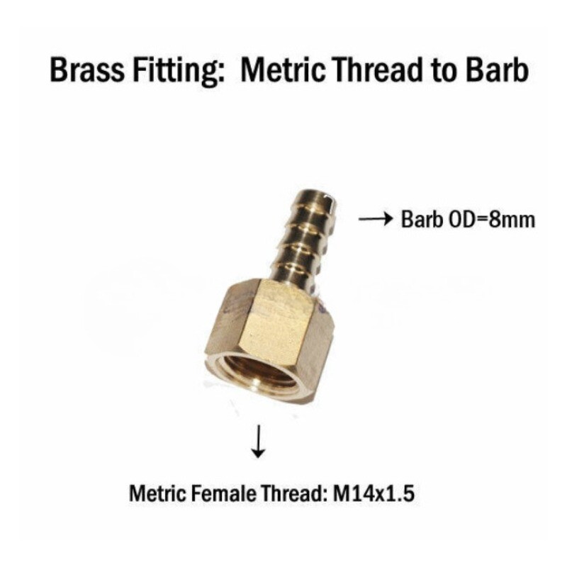 M14 M14x1.5 to Barb Metric Female Thread 8mm 5/16″ Adapter Pipe Hose Fitting
