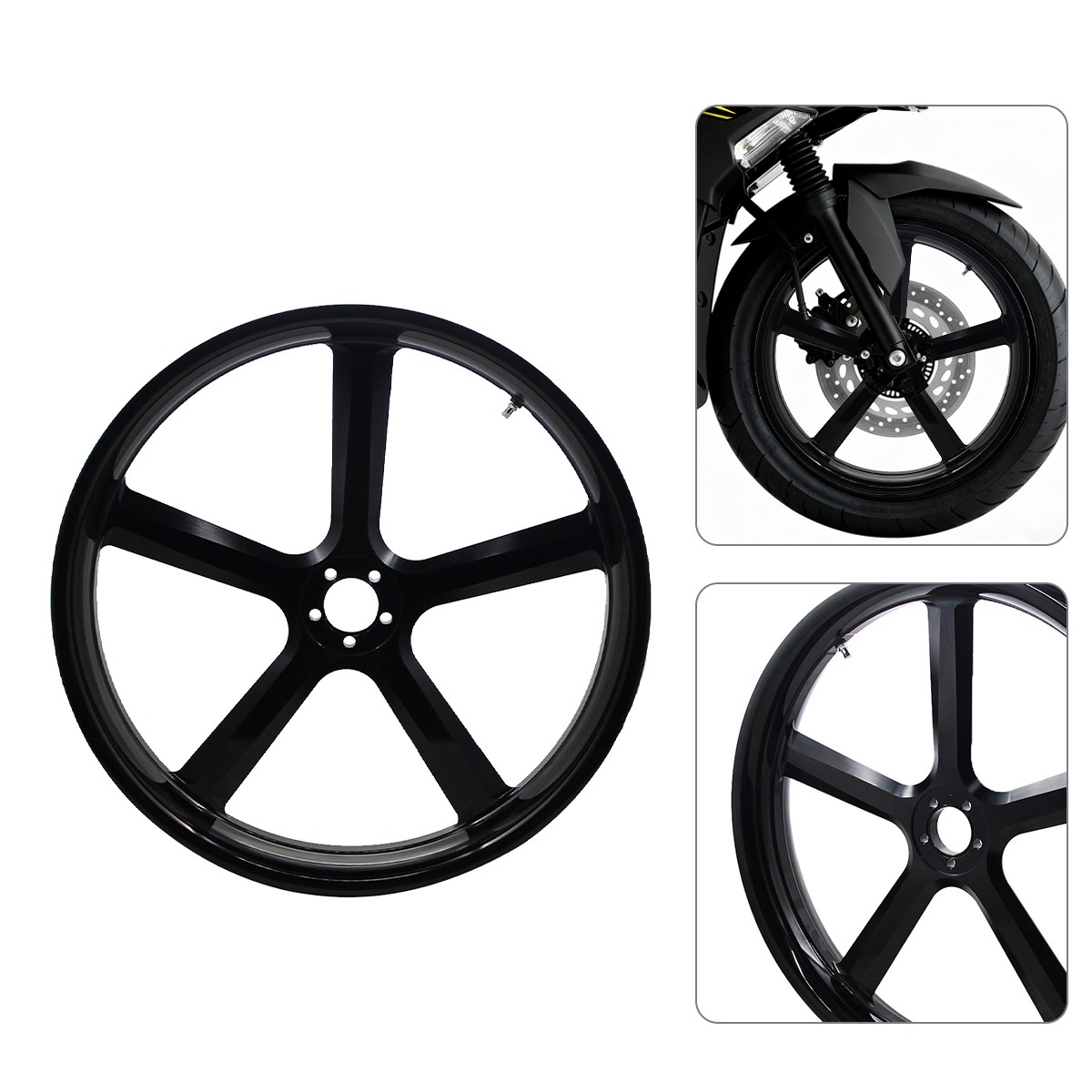 21×3.5 Front Wheel Rim & Dual Hub Set For Harley Touring Softail Black Anodized