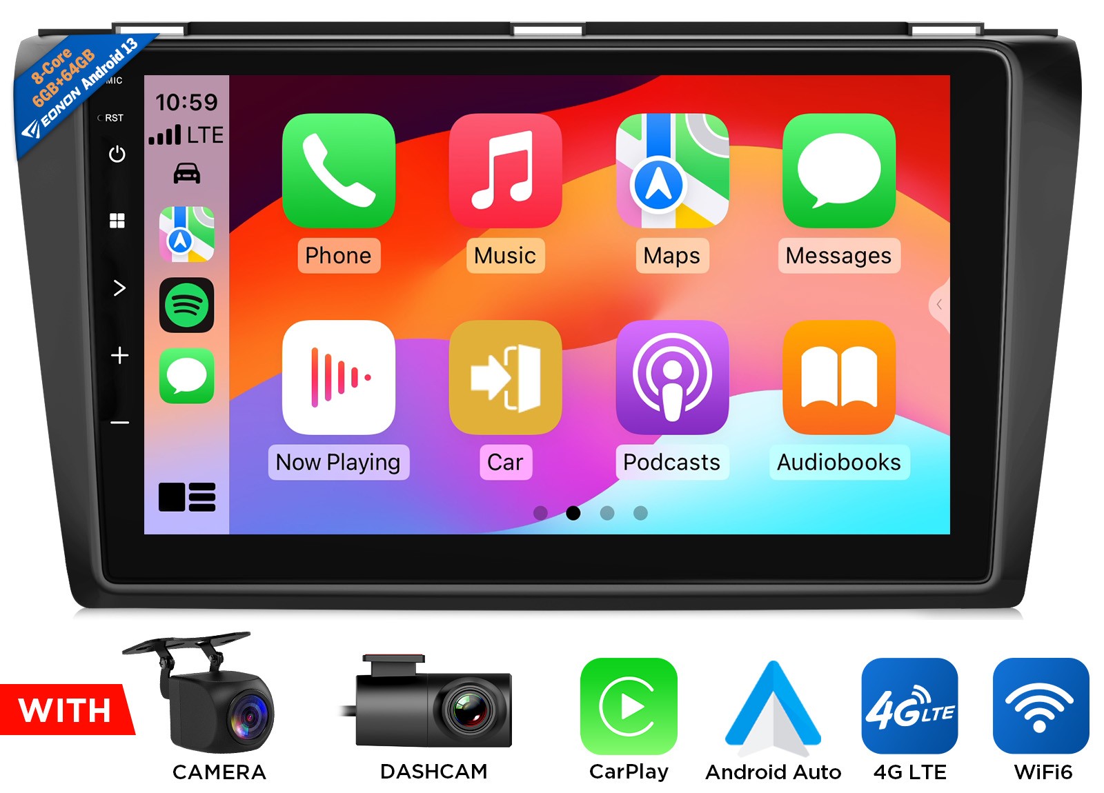 For Mazda 3 04-09 9″ Android 13 6+64 Car Radio GPS Nav Stereo CarPlay DSP 4G LTE