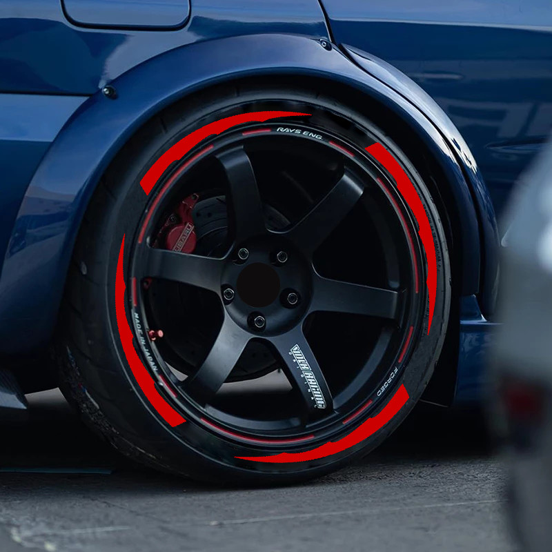 16 Pcs Stripes Tire Lettering Sticker Stripes Line For Car Tires 14″-22″ Red