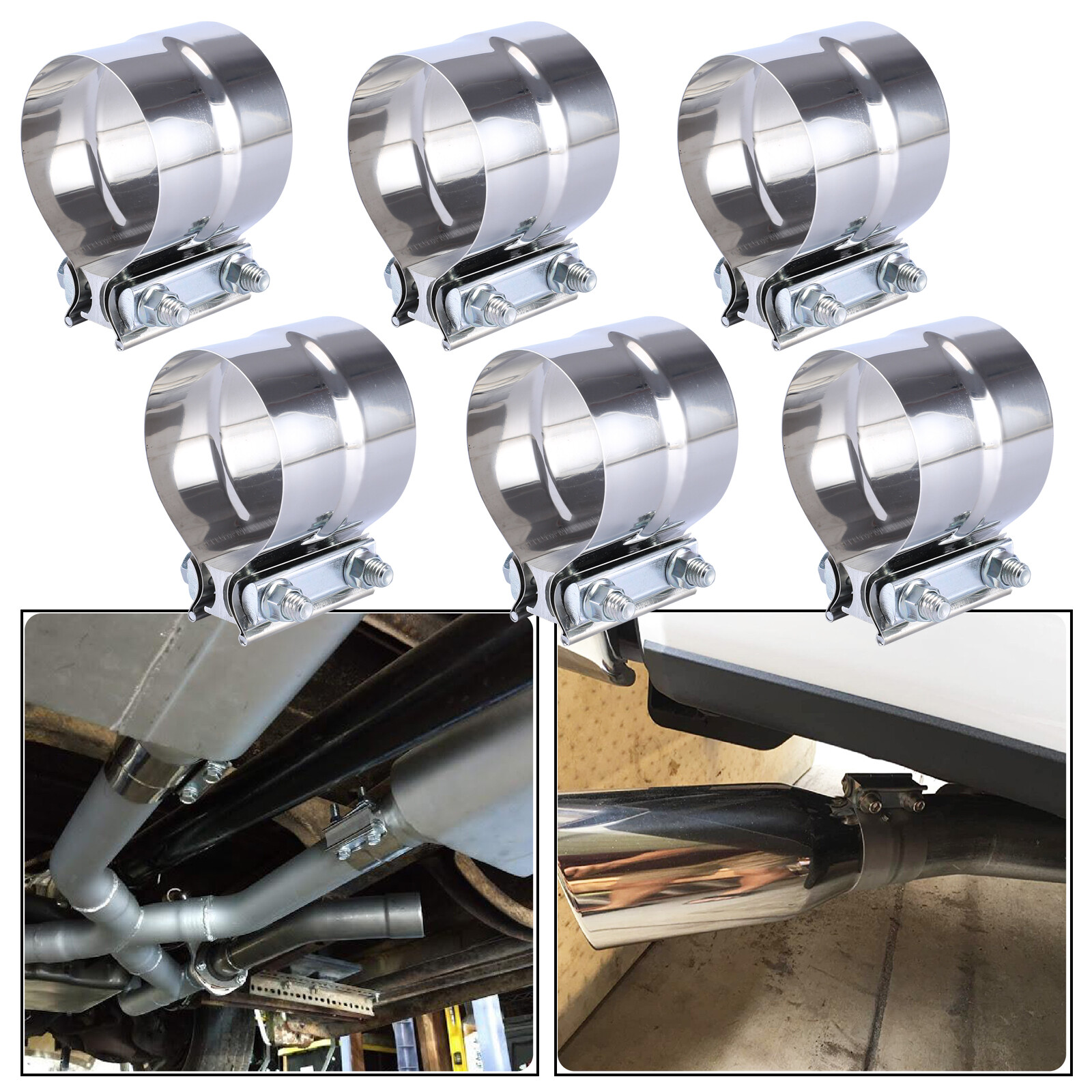 6Pack 5″ inch Stainless Steel 304 Lap Joint Clamp Heavy Duty Exhaust Band Clamp