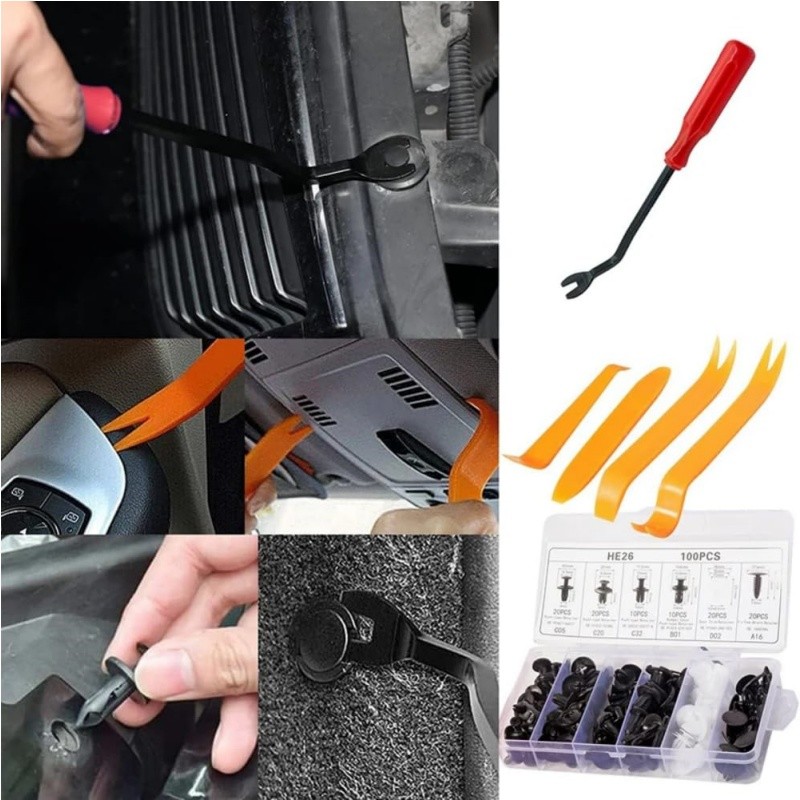 100Pcs/Set Car Body Bumper Rivet Retainer Trim Molding Push Pin Clip Assortments