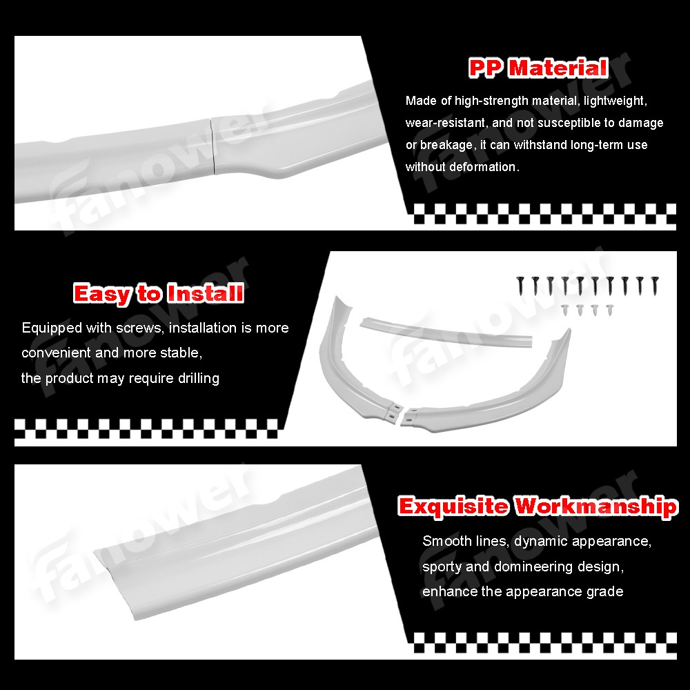 Painted White Front Bumper Splitter Spoiler For Mitsubishi Lancer GT GTS 2009-15