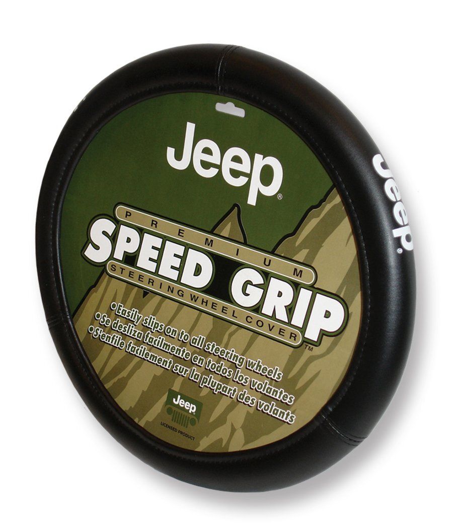 Car Truck SUV Black Speed Grip Steering Wheel Cover Synthetic Leather Fits Jeep