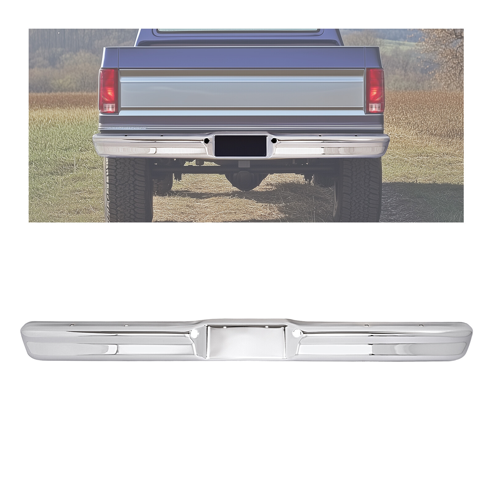 For Ford F100 F150 F250 F350 Bronco 1973-1986 1980 Rear Bumper Face Bar Steel