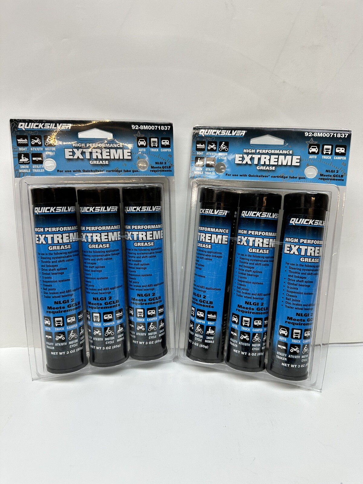 Mercury Quicksilver High Performance Extreme Grease, 3 – 3oz tubes, (2)-packs