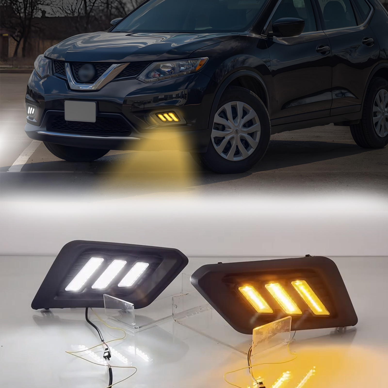 LED Fog Lights For 2014-2016 Nissan Rogue Front Bumper Fog Lamps DRL Left Right