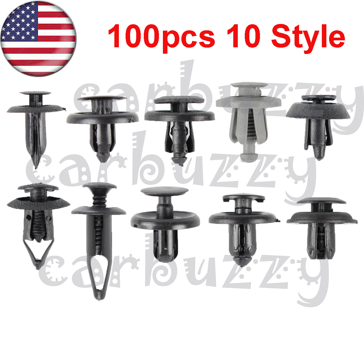 100x Trunk Screw Rivets Set Car Bumper Fender For Auto Plastic Fastener Clips US