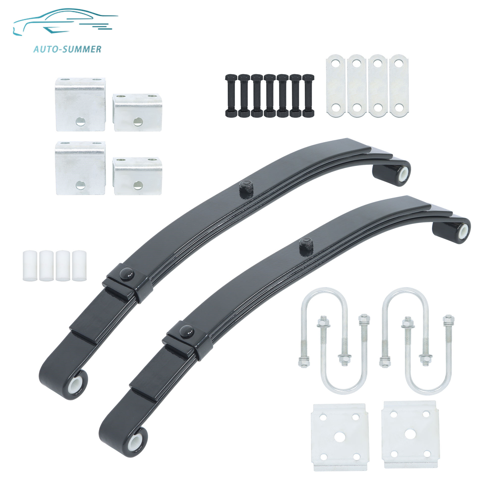 4000lb Single Trailer Axle Suspension 2000lb 3 Leaf Spring & U-bolt / Hanger Kit