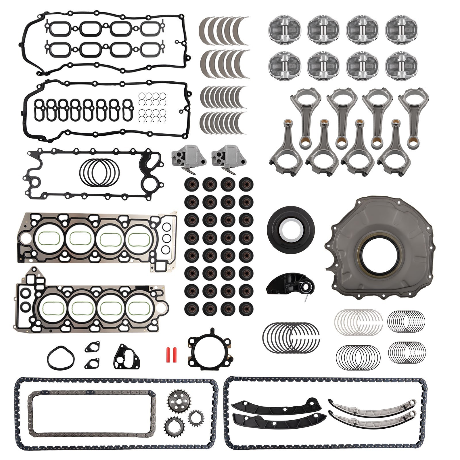 AJ133 5.0L Engine Pistons & Rods & Gasket & Timing Kit For Jaguar Ranger Rover