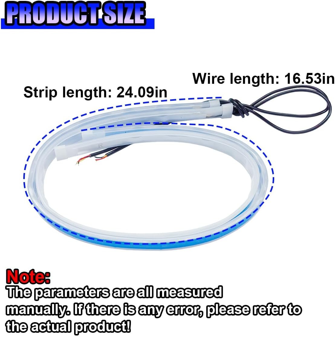 2PCS 24 Inch Flexible Waterproof LED Strip Lights