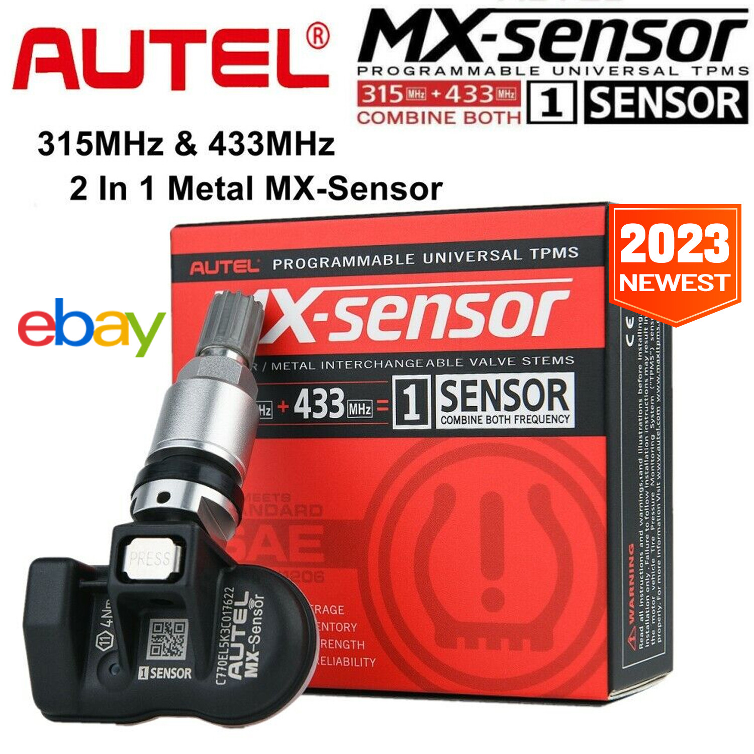 US Autel TPMS MX-Sensor 315MHz 433MHz 2in1 Programming Car Tire pressure Sensor