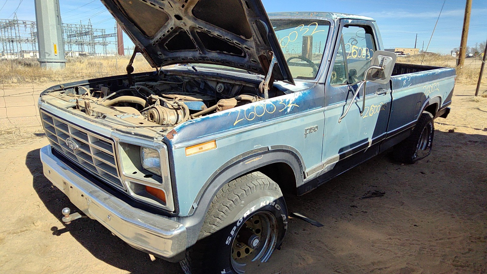 1980-1986 Ford F150 Driver Left Front Door Trim Panel Manual Windows Oem Blue