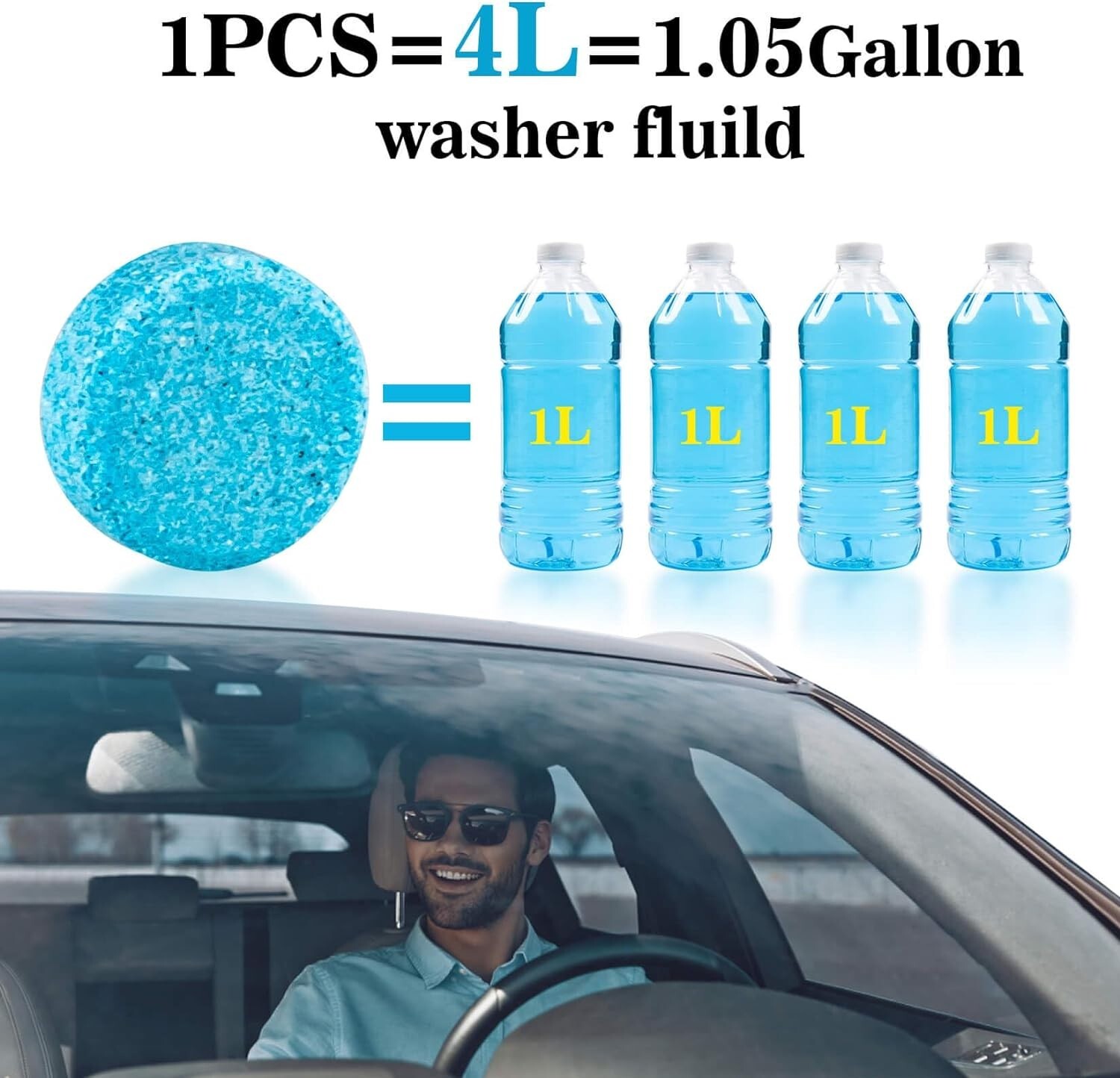Car Windshield Washer Tablets – 100 PCS Washer Fluid Tablets Glass Cleaner Conce