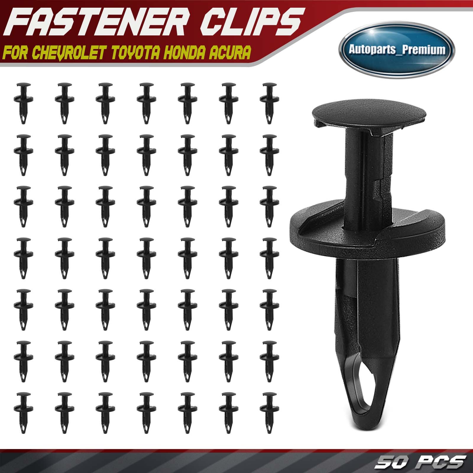 50x 6.35mm Nylon Wheel Opening Moulding Retainer Push-Type for Chevrolet Toyota