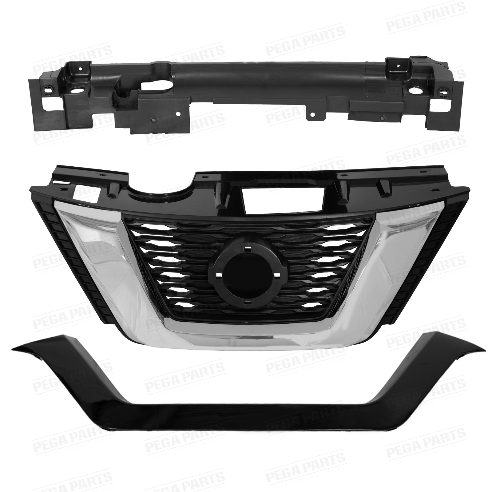 For Nissan Rogue 2017-2019 Front Upper Lower Grille Fog light Kit Radiator Cover