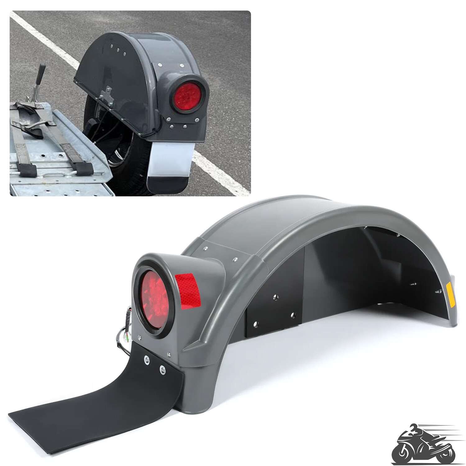 Trailer Right Fender Assembly w/Lamp For Demco Kar Kaddy Plastic Gray for 5737
