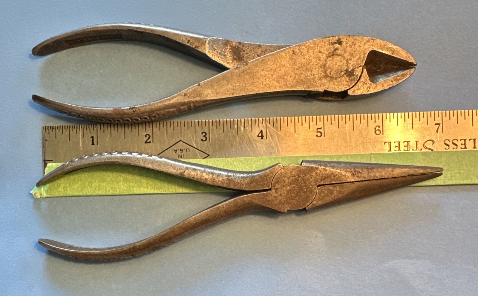 Pair Vintage Snap On Vacuum Grip #386 Diagonal Cutter & No 96 Needle Nose Pliers