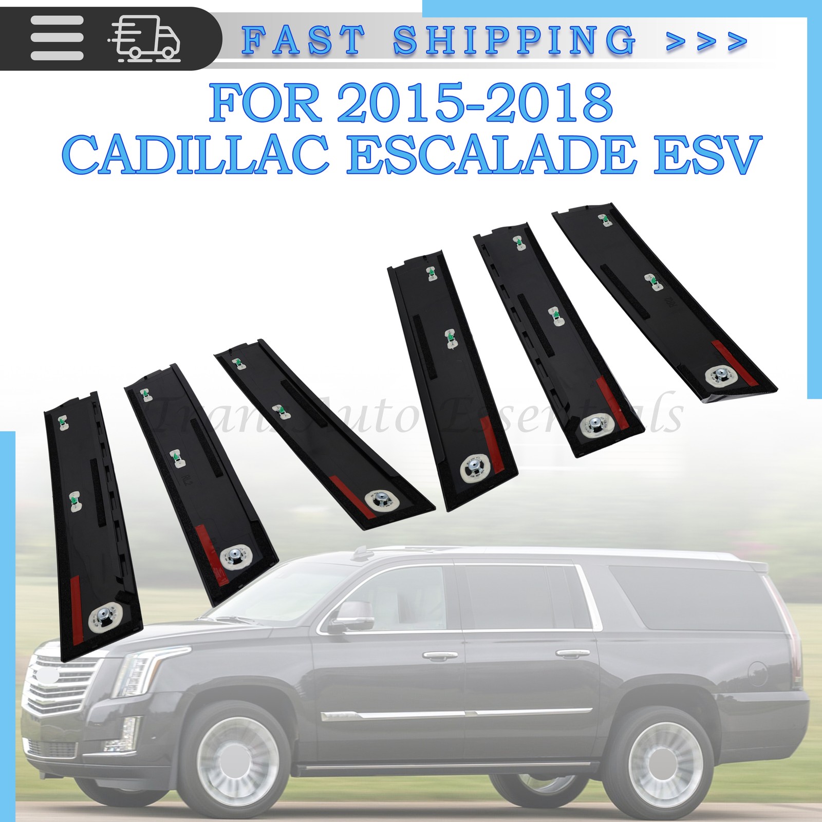 NEW 6PCS For Chevrolet Escalade GMC Yukon 15-18 Door Pillar Molding Applique Set