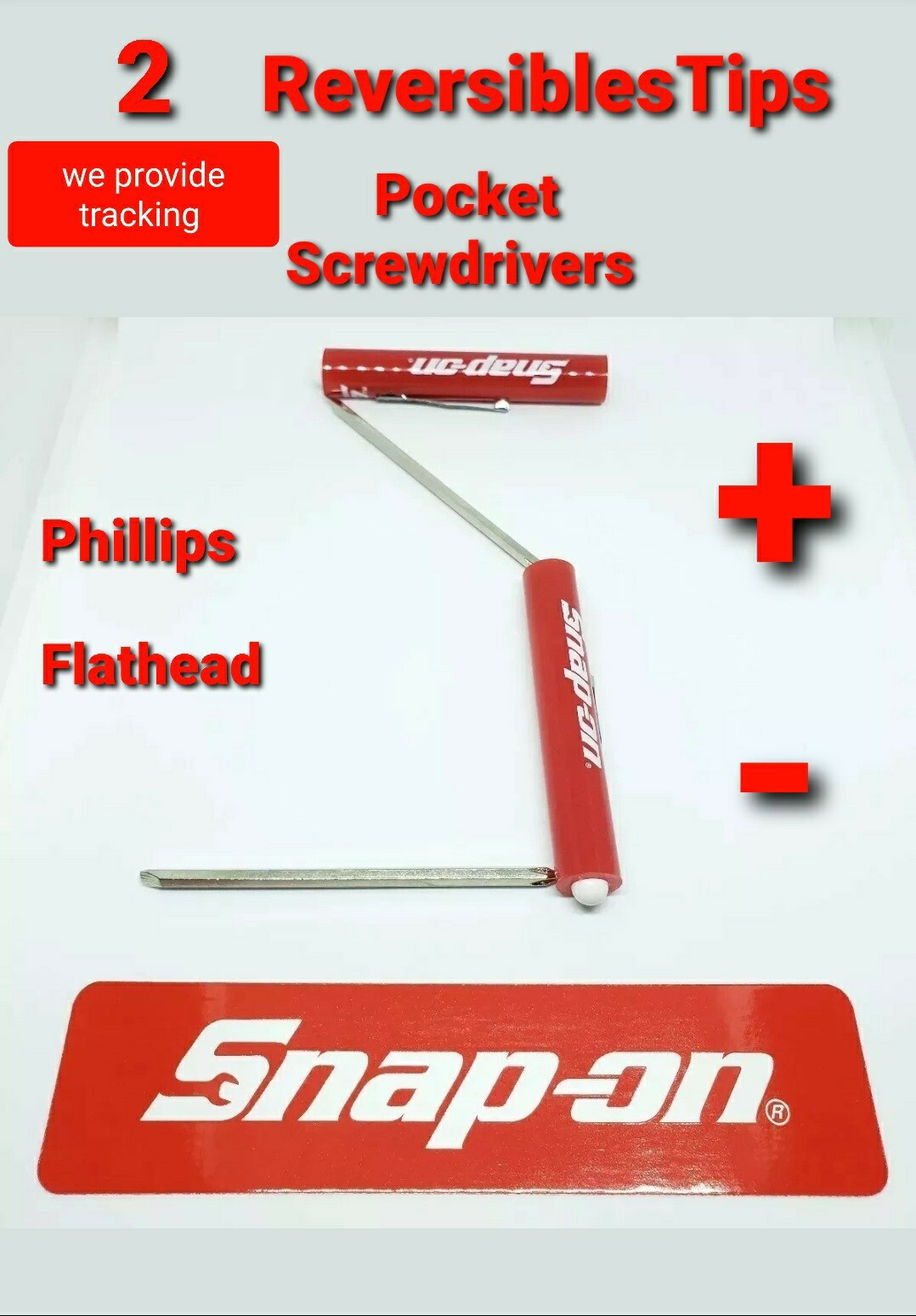 2X Snap on tools pocket screwdriver with flat and Phillips Reversible tip NEW!!!