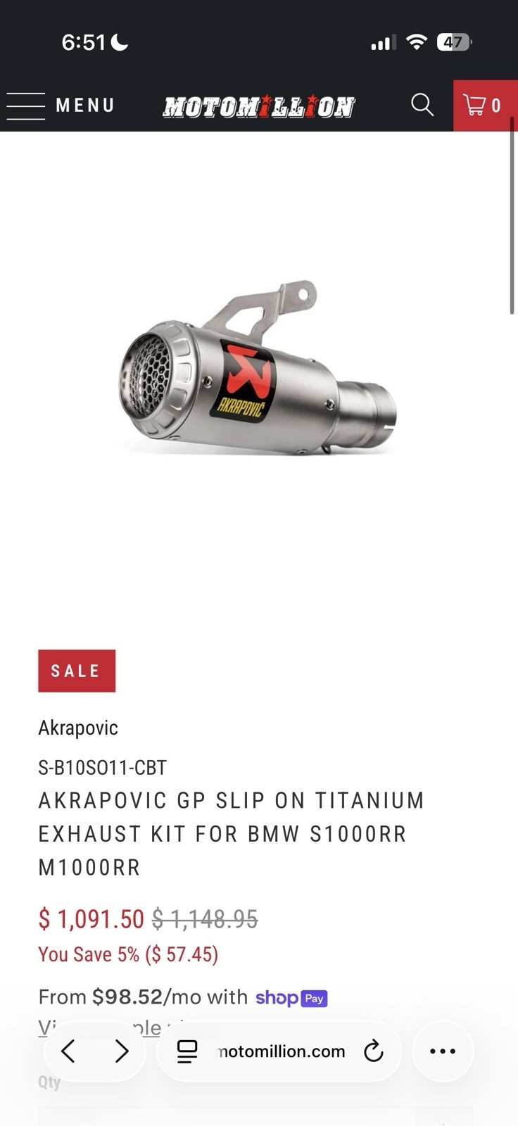 Akrapovic Shorty Gp Slip On FULL TITANIUM