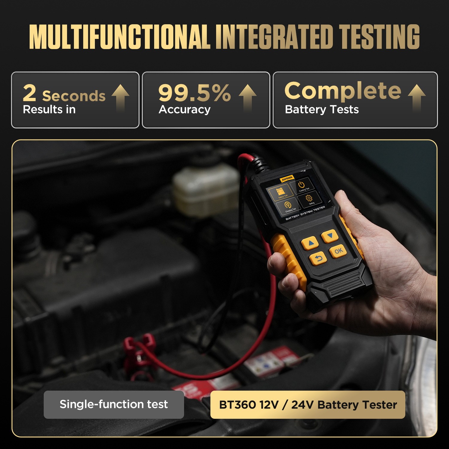 12V 24V Car Battery Tester Truck Battery Analyzer Cranking Charging Voltage Test