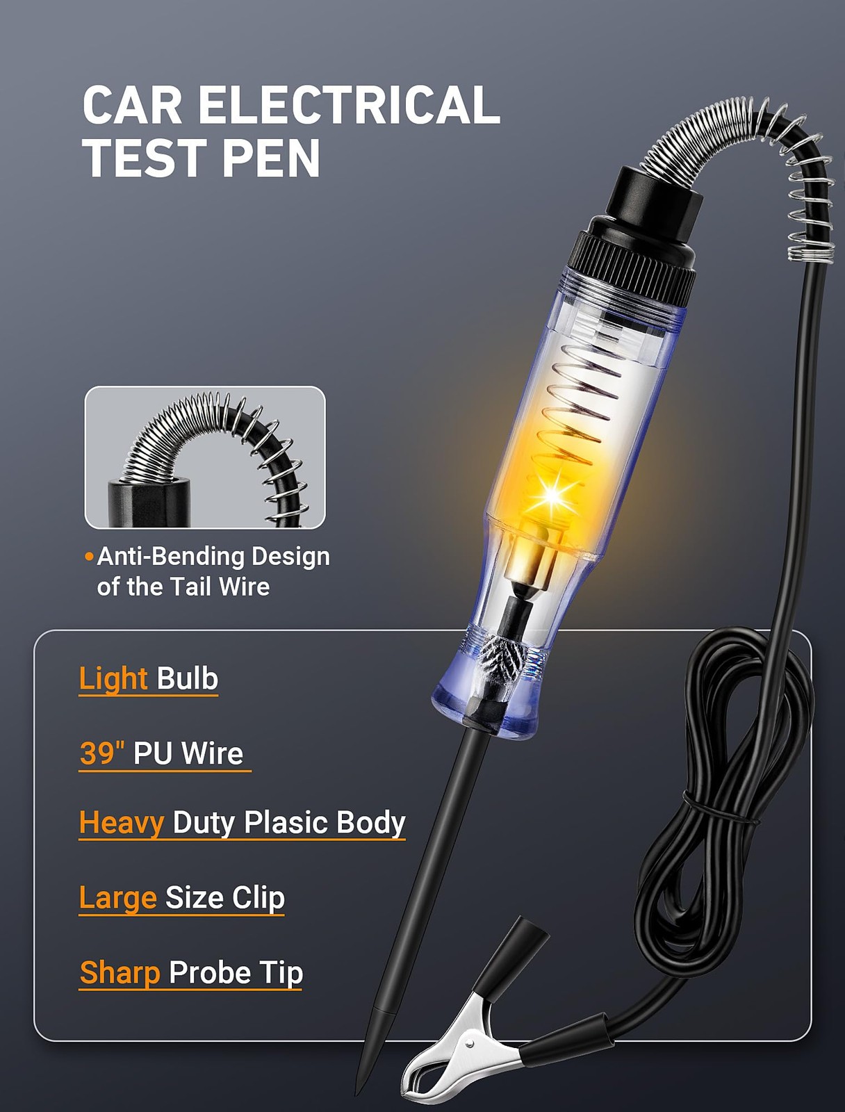 Test Light Automotive, Circuit Tester 6V-12V-24V DC Car small, black