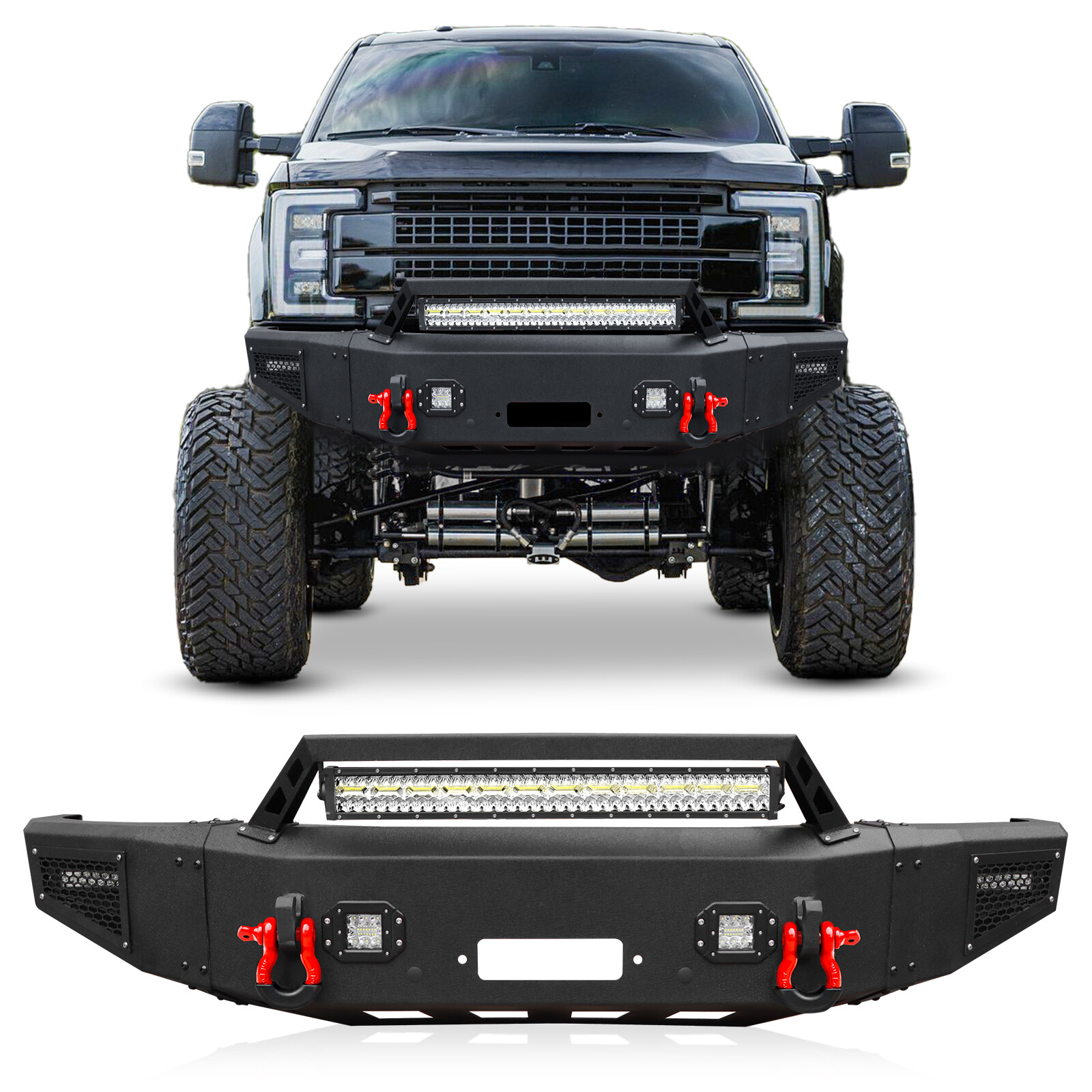 Aaiwa For 2017-2022 Ford F250/F350/F450 Front/Rear Bumper w/Winch Plate & Lights