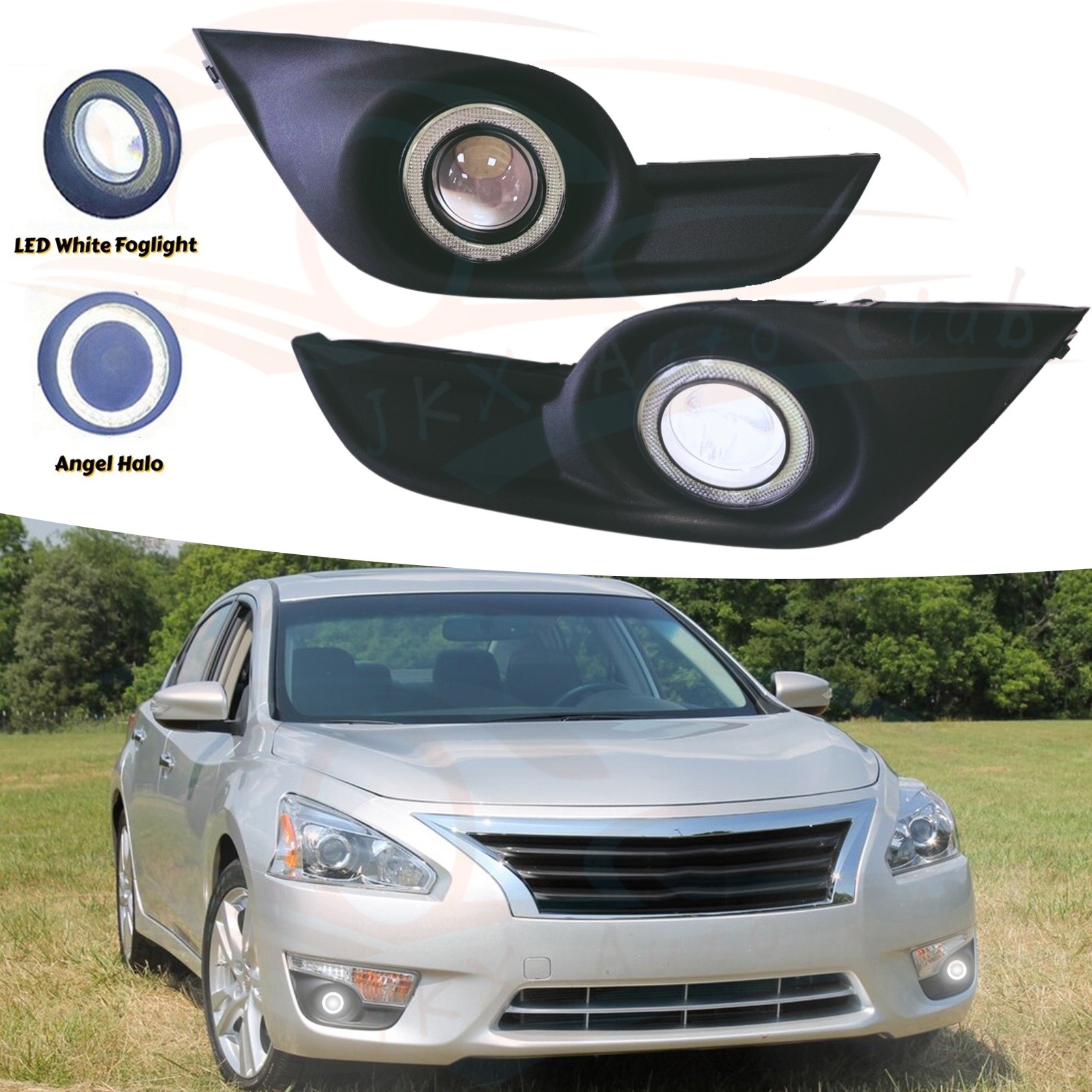 White COB LED Halo Angel Eye Ring DRL Fog Lamp Kit For 2013‑2015 Nissan Altima
