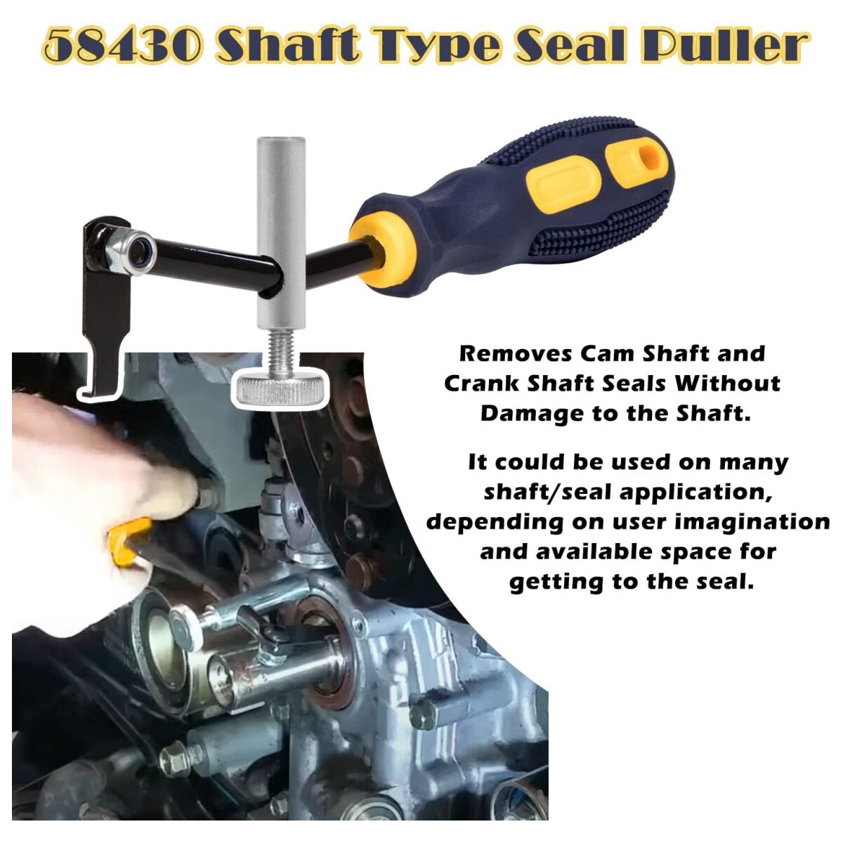 58430 Shaft Type Seal Puller W/ Spare Hook Crankshaft Camshaft Remover Tool Auto