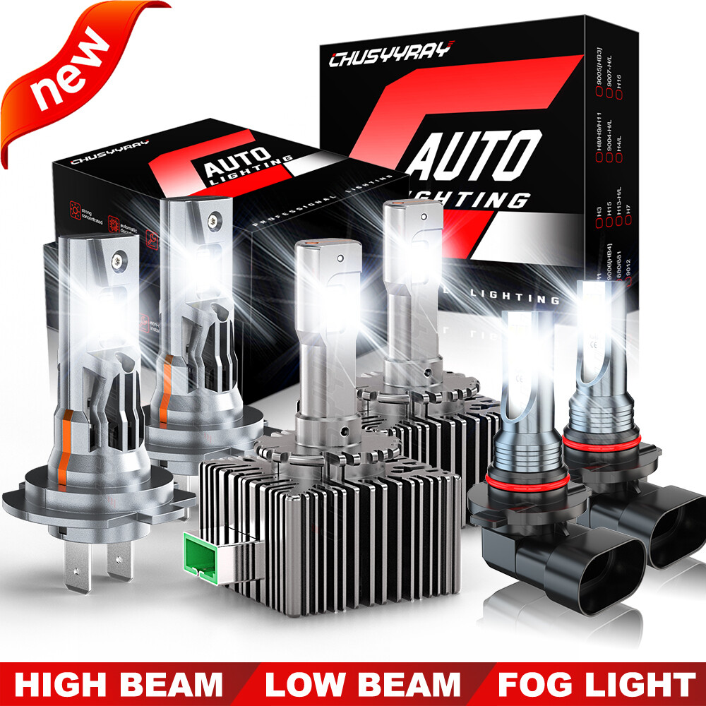 For Cadillac Escalade 07-13 6.2L V8 6x LED/HID Headlight + Fog Bulbs H7+D1S+9145